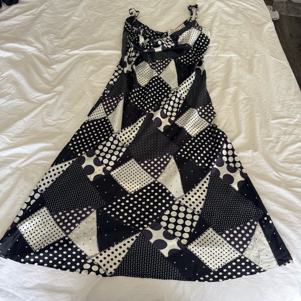 Nasty Gal Black and White patchwork Maxi Dress